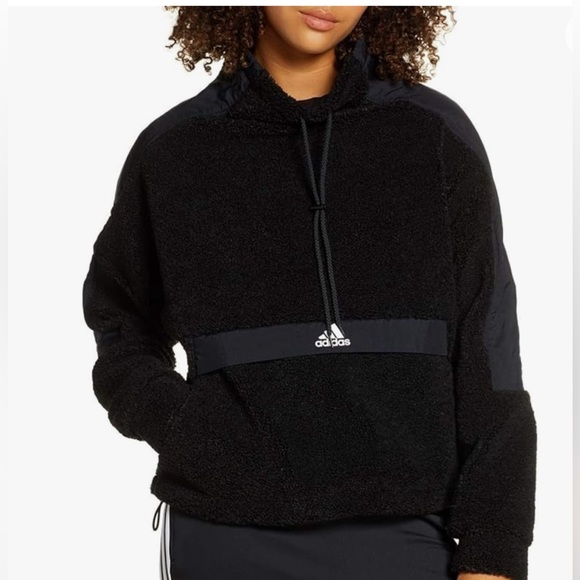 Adidas Women's High-Neck Pullover Fleece Sweater Black Size M - Picture 3 of 9